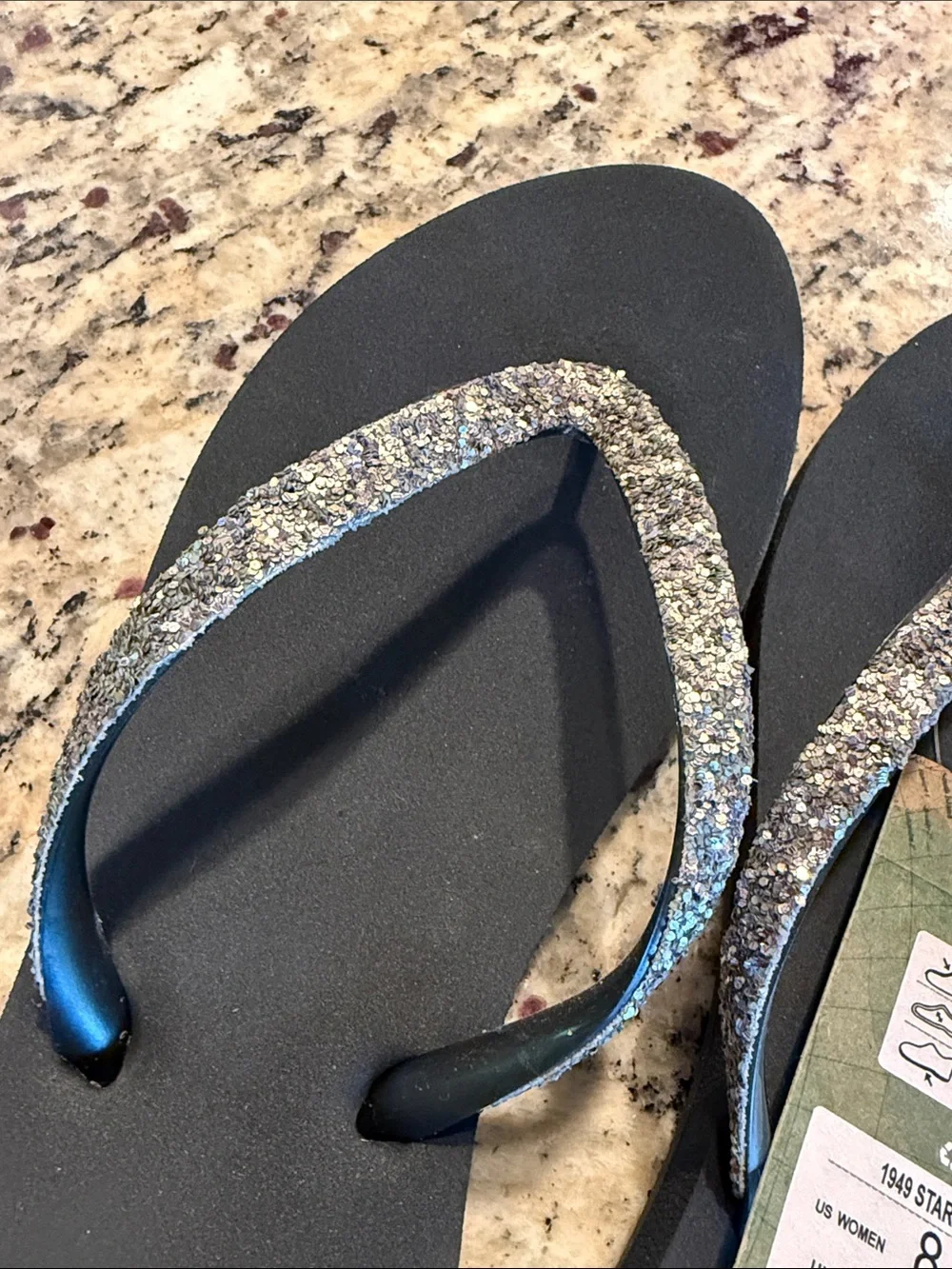 Reef Women’s Black Sandals with Silver Glitter Straps